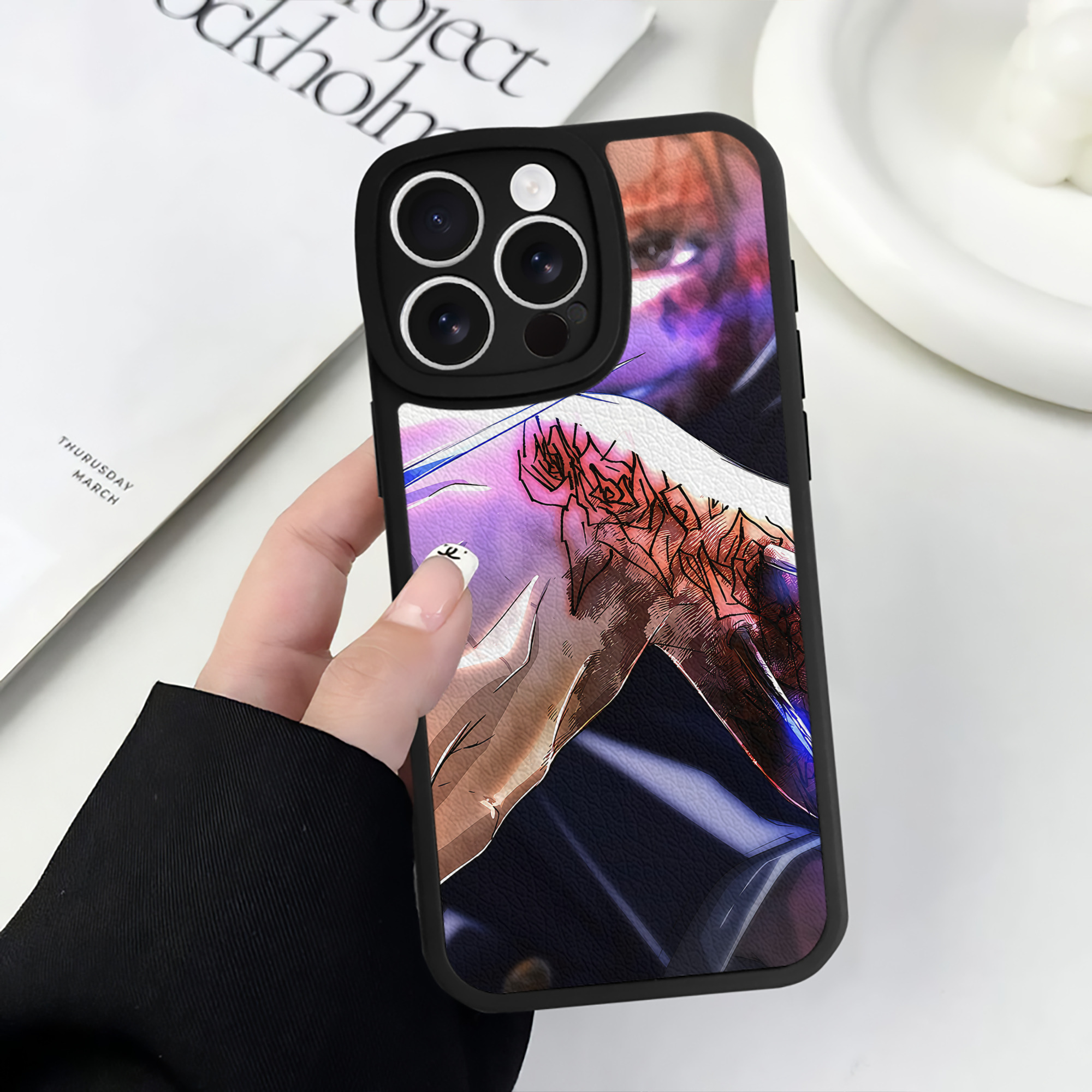 （画像用） 呪術廻戦 Jujutsu Kaisen 【iPhone 16シリーズ対応】シリコンスマホケース（レザー調） 材質：シリコン
